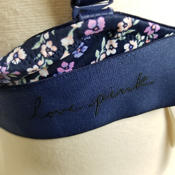 PINK Victoria's Secret Bra Womens Size 36DD Blue Floral Print Push Up Lingerie - Picture 6 of 11
